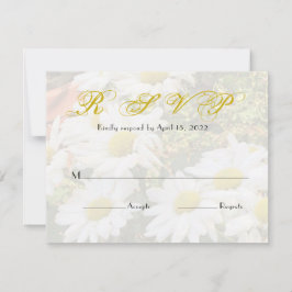 Daisy Background Yellow Script Wedding RSVP Karte
