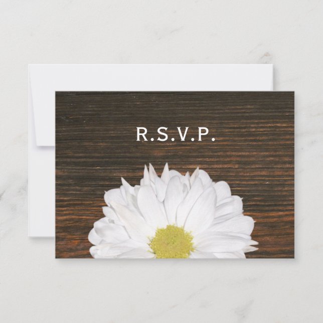 Daisy & Barnwood Rustic Wedding RSVP Karte (Vorderseite)