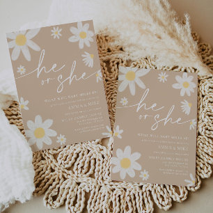 Daisy Beige Lui ou Elle Genre Reveillez Invitation