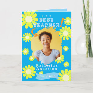 Daisy Best Teacher Foto Blue Karte