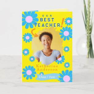 Daisy Best Teacher Foto Bright Yellow Karte