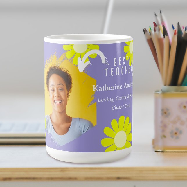 Daisy Best Teacher Foto Lilac Kaffeetasse (Daisy Best Teacher Lilac Coffee Mug.)