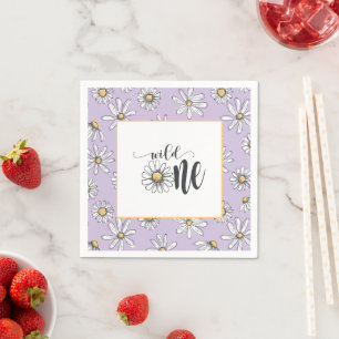 Daisy Birthday Napkin - Wild One - Lila Serviette