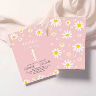 Daisy Birthday Party Bohmian 1. Geburtstag Einladung