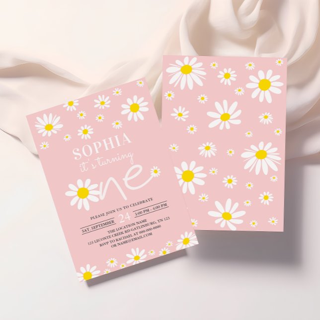 Daisy Birthday Party Bohmian Erster Geburtstag Einladung (Von Creator hochgeladen)