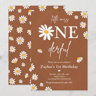 Daisy Birthday Party Bohmian Little Miss Onederful Einladung