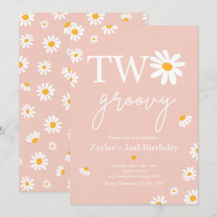 Daisy Birthday Party Boho Two Groovy 2. Geburtstag Einladung