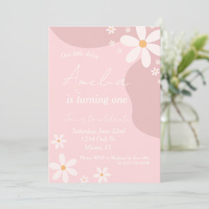 Daisy Birthday Party Retro Pink Bohemisch Geburtst Einladung