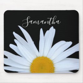 Daisy Black Elegant White Script Mousepad