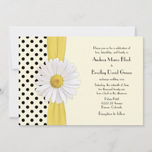 Daisy Black und Ivory Polka Dot Wedding Einladung