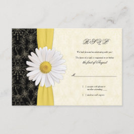 Daisy Black Yellow, Elfenbeinheirat RSVP Karte
