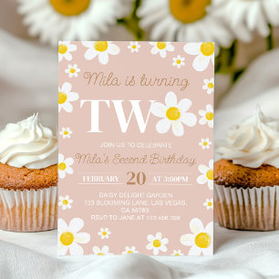 Daisy Bloom Boho Girl Anniversaire Invitation