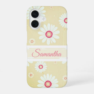 Daisy Blooms: Minimalistisches Blumenmuster iPhone 16 Hülle