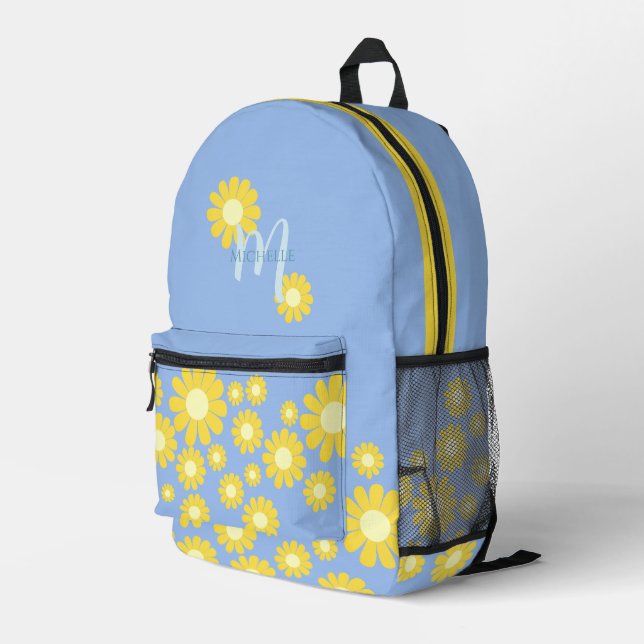 Daisy Blue Green Bedruckter Rucksack (Rückseitige Ecke Rechts)