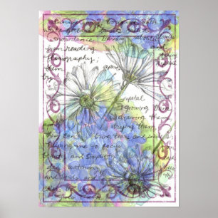Daisy Blue Hydrangea Blume Poster