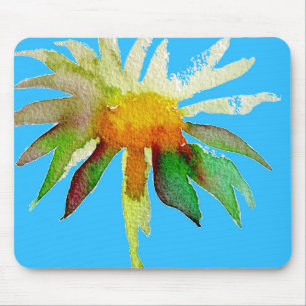 Daisy Blue Modern Art Blume Mousepad