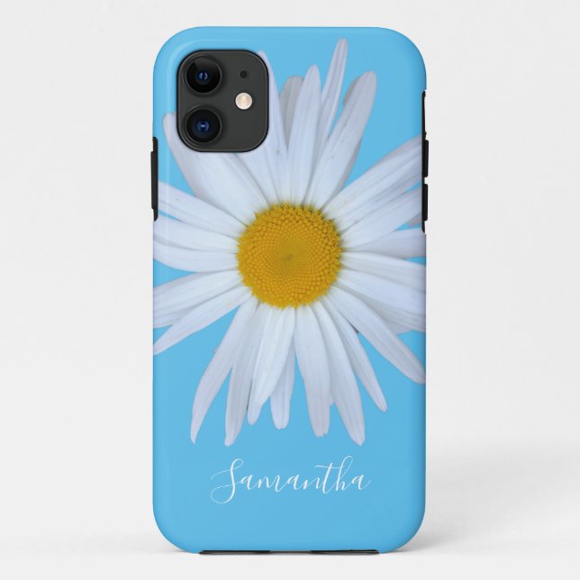 Daisy Blue White Script Case-Mate iPhone Case (Rückseite)
