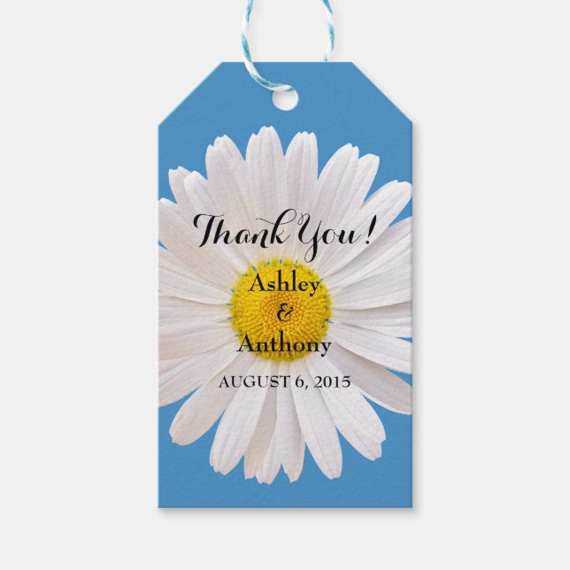 Daisy Blue White Wedding Vielen Dank für Ihr Inter Geschenkanhänger (Vorderseite)