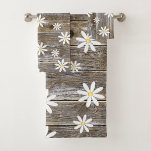 Daisy Blume Barn Board Hütte Daisy Badhandtuch Set