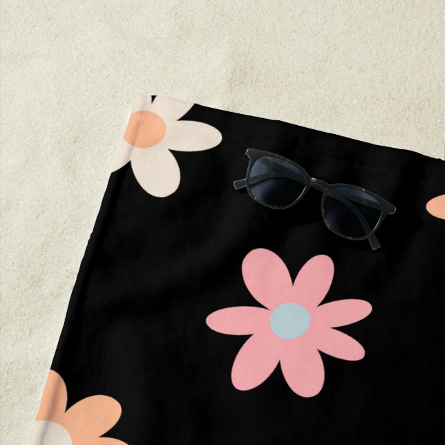 Daisy Blume Black Boho Floral Strandtuch (Beispiel)