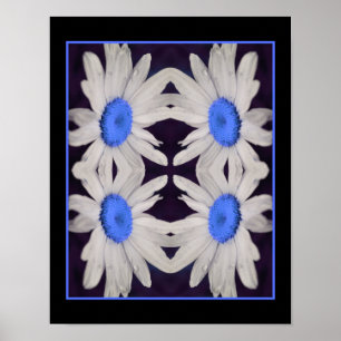 Daisy Blume Blue Center Raindrops Abstrakt Poster