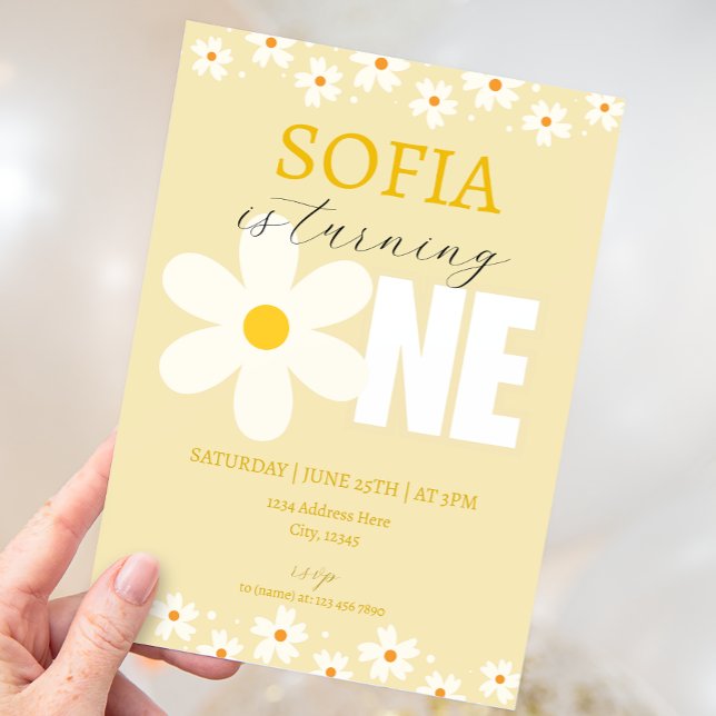 Daisy Blume Einladung zum ersten Geburtstag (Von Creator hochgeladen)