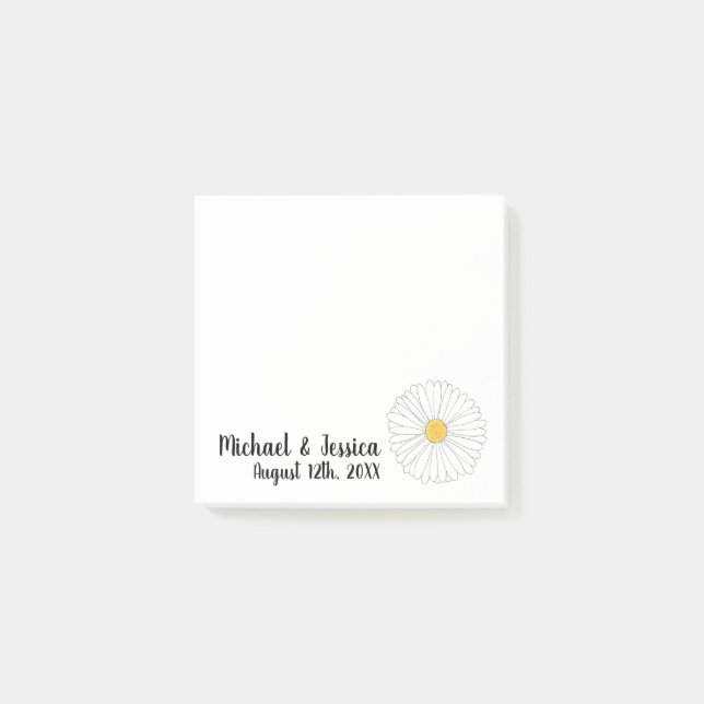 Daisy Blume Floral Brautparty Gastgeschenk Hochzei Post-it Klebezettel (Vorderseite)
