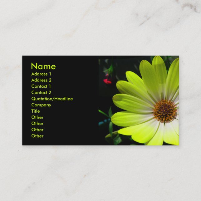 Daisy Blume Fluorescent Yellow Business Card Visitenkarte (Vorderseite)