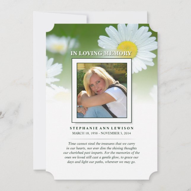 Daisy Blume Foto Memorial Card - Gedicht des Leben Ankündigung (Vorderseite)