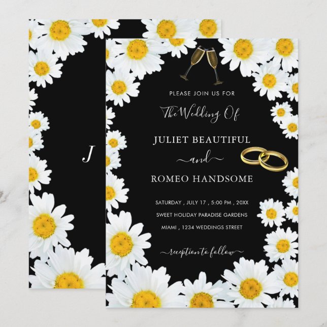 Daisy Blume Gerahmt Hochzeit Einladung Ihre Farbe (Vorne/Hinten)