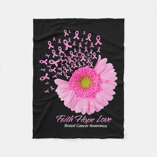 Daisy Blume Glaube Hoffnung Liebe Brustkrebs Fleecedecke (Vorderseite)