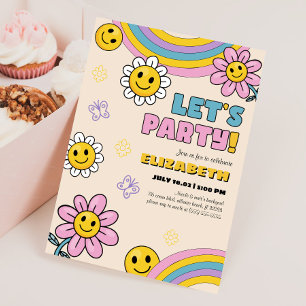 Daisy Blume Groovy Retro Birthday Einladungskarte