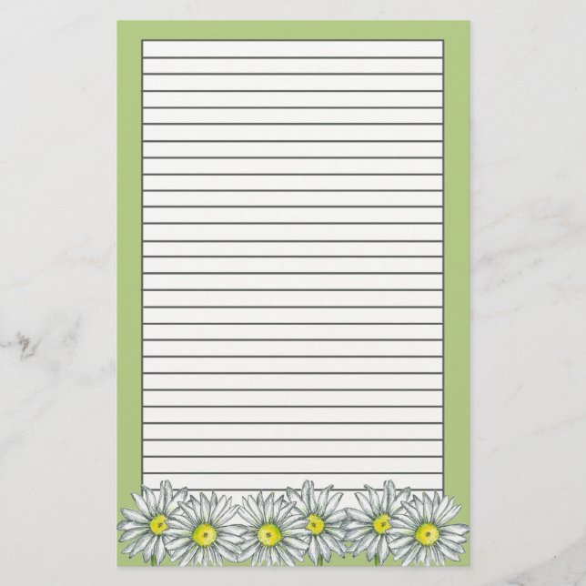 Daisy Blume Grünblüter Zeichnend Linde Briefpapier (Vorderseite)