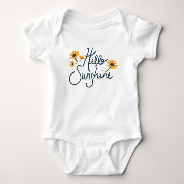 Daisy Blume Hallo Sunshine Sprichwort Baby Strampler (Vorderseite)