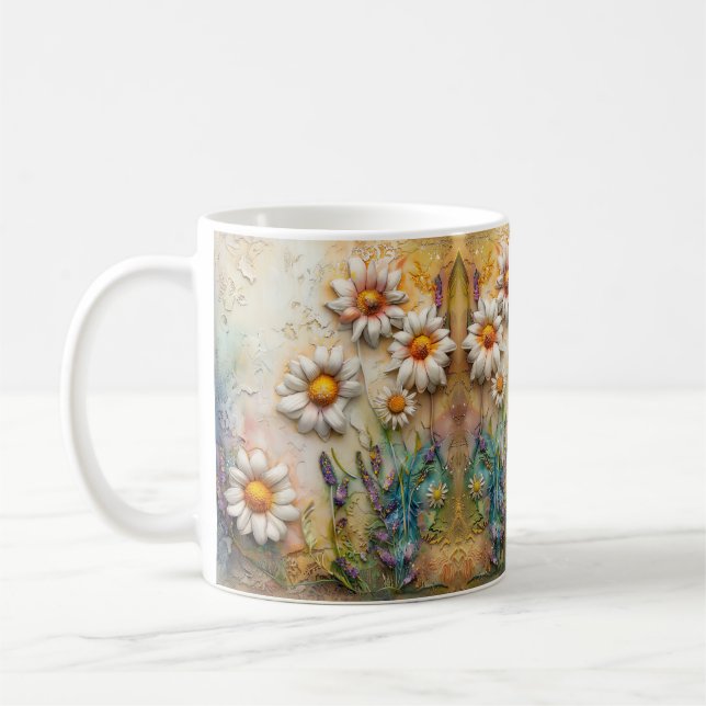 Daisy Blume Hübsche Wildblumen Blumenstrauß Art Kaffeetasse (Links)