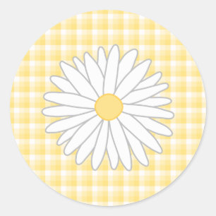 Daisy Blume in Gelb und Weiß. Runder Aufkleber