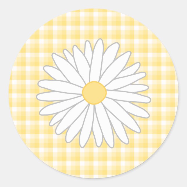 Daisy Blume in Gelb und Weiß. Runder Aufkleber (Vorderseite)