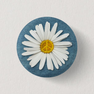 Daisy Blume Inner Peace Symbol Sign - Denim Jeans Button