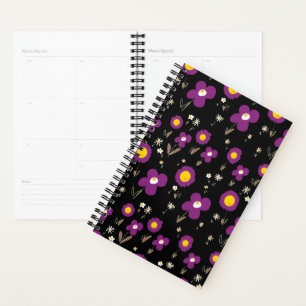 Daisy Blume Lila Gelbbraun Schwarz Planer