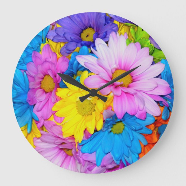 Daisy Blume Mix Clock Große Wanduhr (Vorderseite)
