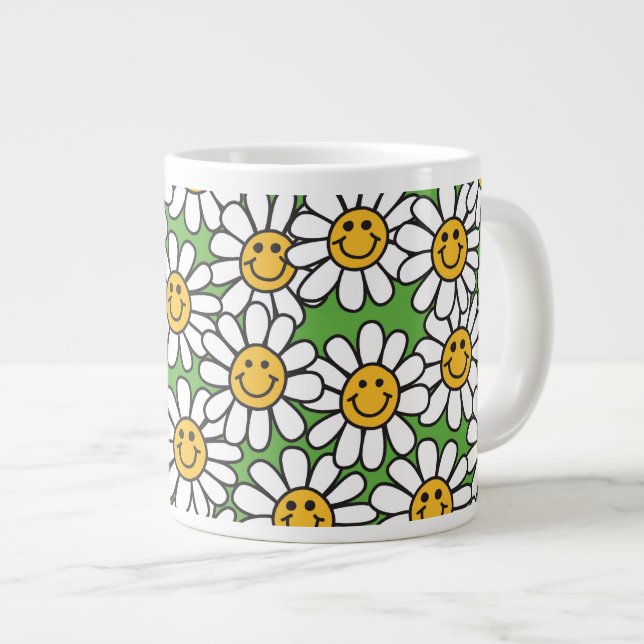 Daisy-Blume-Muster Jumbo-Tasse (Vorderseite Rechts)