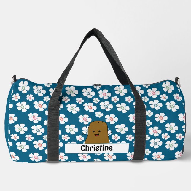 Daisy Blume Ocean Blue Brown Potato Custom Duffle Bag (Vorderseite)