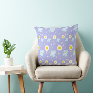 Daisy Blume Pastellblau Weiß auf Lavendel Kissen