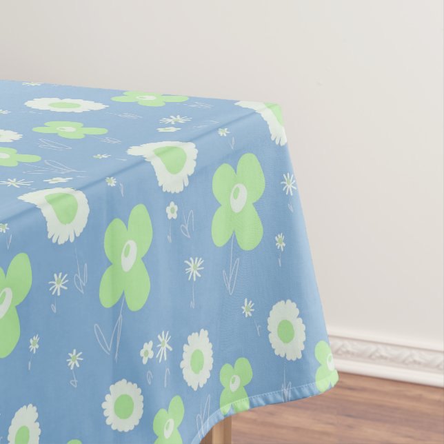 Daisy Blume pastellgrün auf Pastellblau Tischdecke (Beispiel)