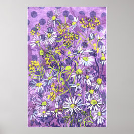 Daisy Blume Polka Dot Sommer Blume Blumenmuseum Poster