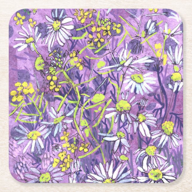 Daisy Blume Polka Dot Sommer Blume Blumenmuseum Rechteckiger Pappuntersetzer (Vorderseite)