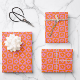 Daisy Blume Prüfmuster Pink & Orange Geschenkpapier Set