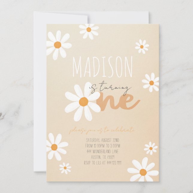 Daisy Blume Retro Geburtstagsparty Einladung (Vorderseite)