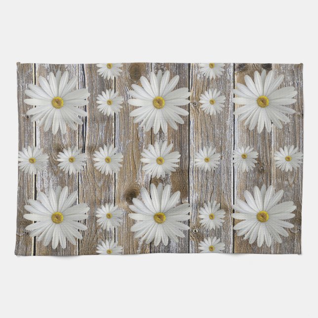 Daisy Blume, Rustikales Barnboard Küchenhandtücher Geschirrtuch (Horizontal)