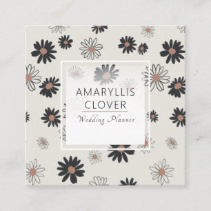 Daisy Blume Schwarz Rosa Blumenmuster Quadratische Visitenkarte